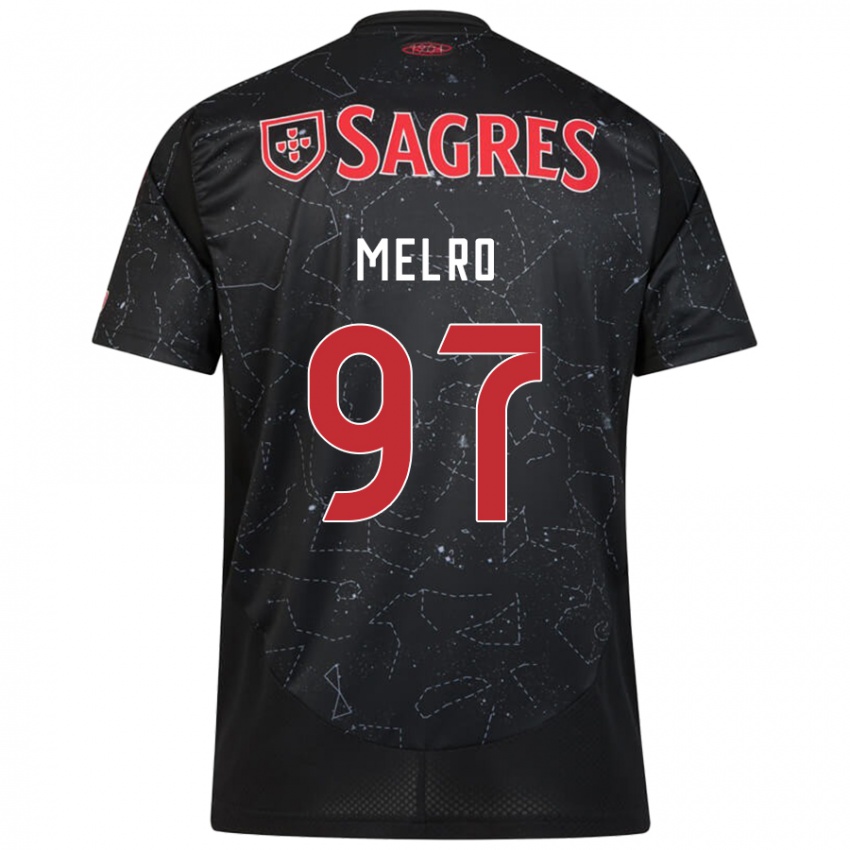 Niño Camiseta José Melro #97 Negro Rojo 2ª Equipación 2024/25 La Camisa