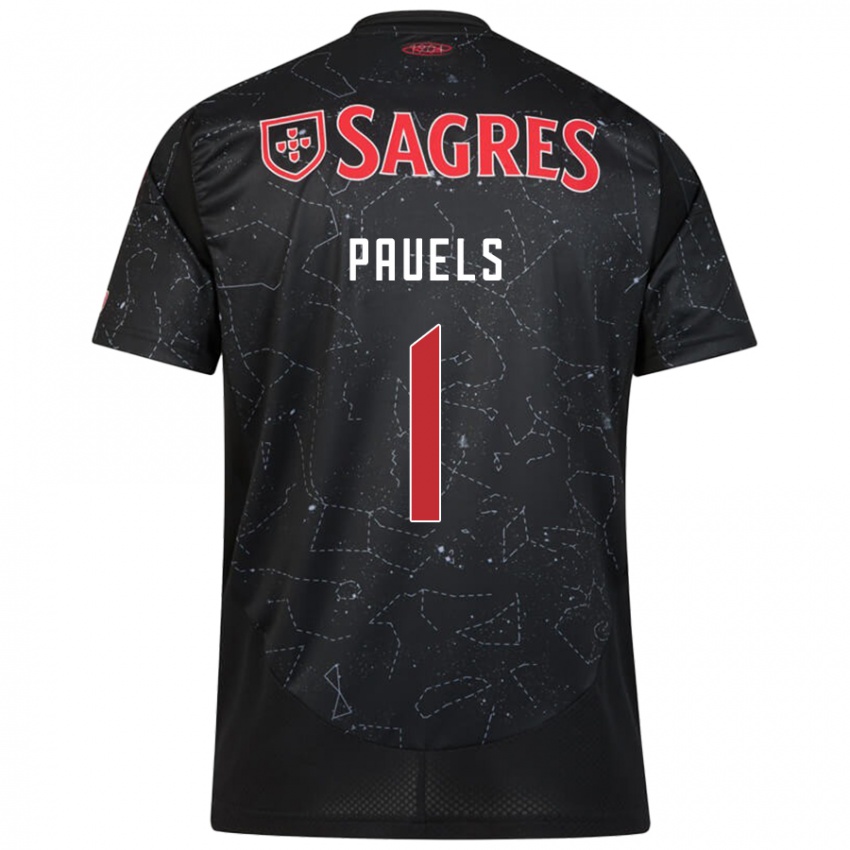 Niño Camiseta Lena Pauels #1 Negro Rojo 2ª Equipación 2024/25 La Camisa