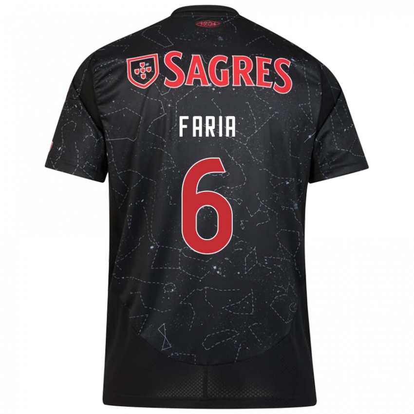 Niño Camiseta Andreia Faria #6 Negro Rojo 2ª Equipación 2024/25 La Camisa