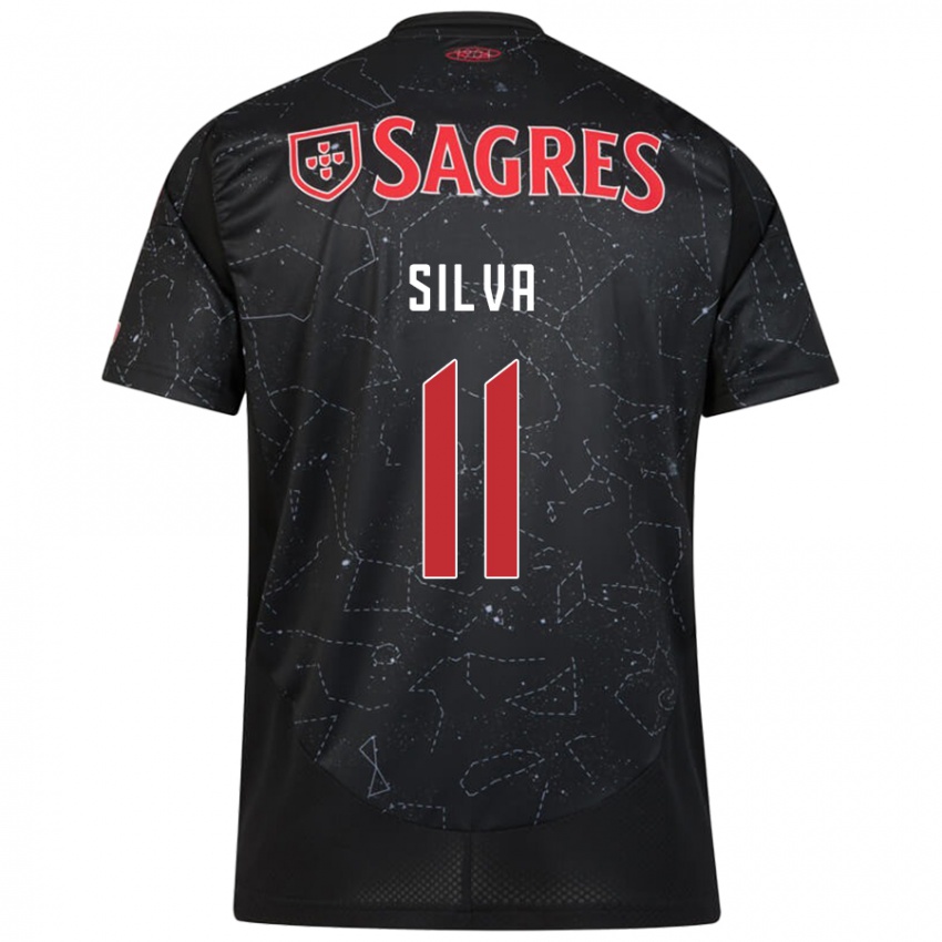 Niño Camiseta Jéssica Silva #11 Negro Rojo 2ª Equipación 2024/25 La Camisa