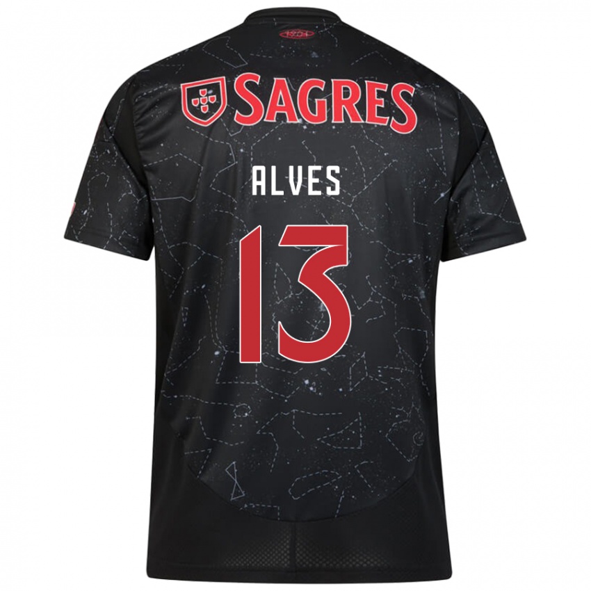 Niño Camiseta Lucia Alves #13 Negro Rojo 2ª Equipación 2024/25 La Camisa