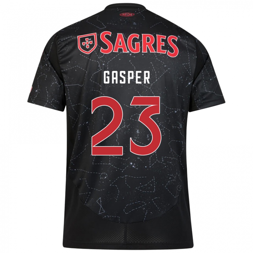 Niño Camiseta Anna Gasper #23 Negro Rojo 2ª Equipación 2024/25 La Camisa