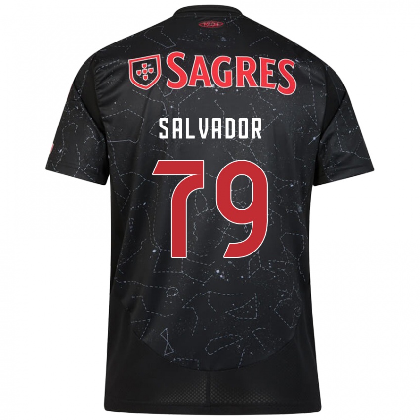 Niño Camiseta Marta Salvador #79 Negro Rojo 2ª Equipación 2024/25 La Camisa