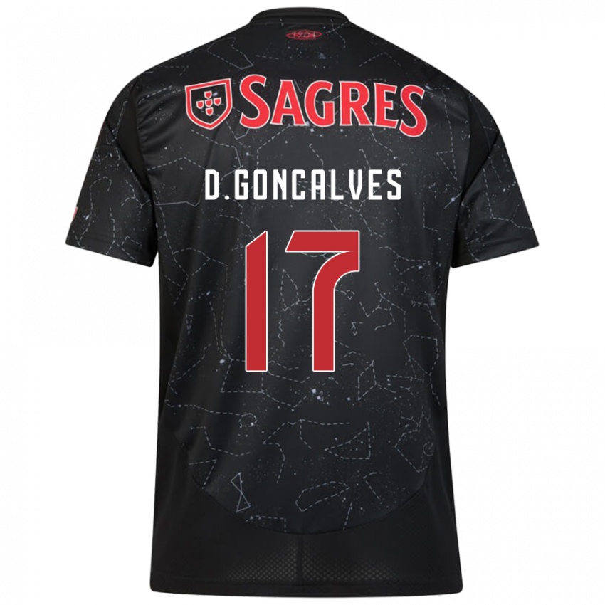 Niño Camiseta Diogo Goncalves #17 Negro Rojo 2ª Equipación 2024/25 La Camisa