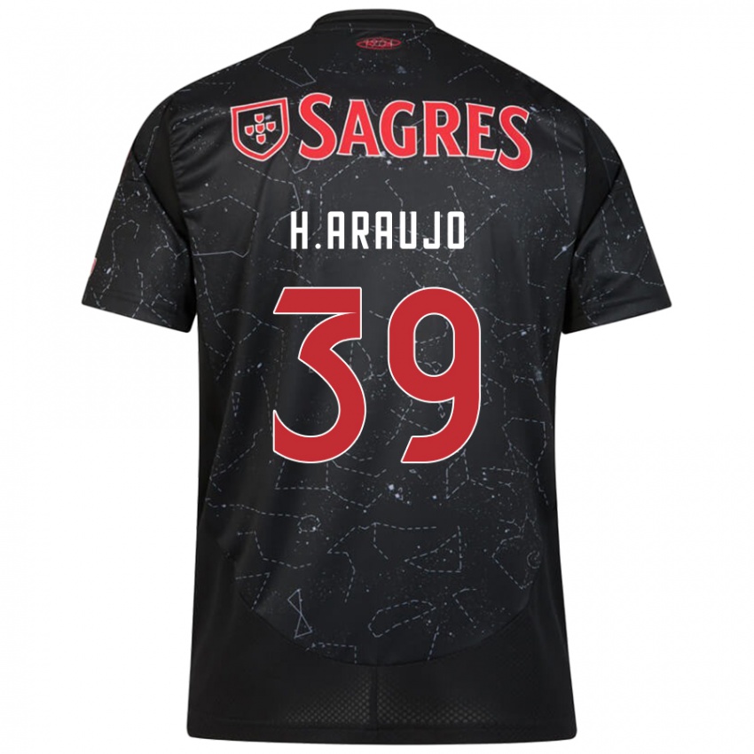 Niño Camiseta Henrique Araujo #39 Negro Rojo 2ª Equipación 2024/25 La Camisa