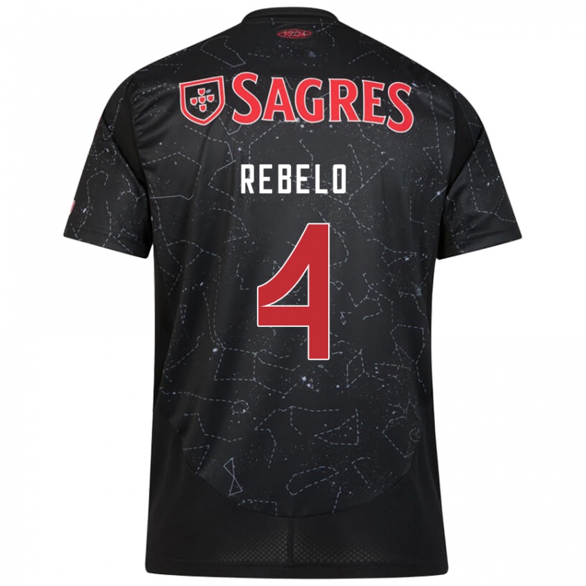 Niño Camiseta Silvia Rebelo #4 Negro Rojo 2ª Equipación 2024/25 La Camisa