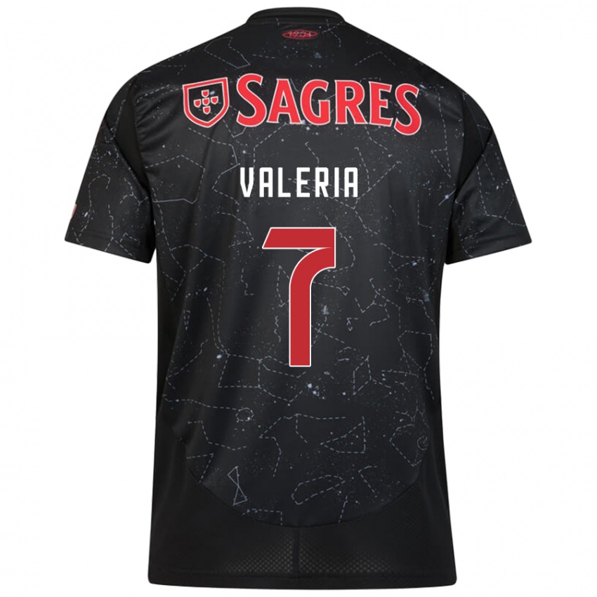 Niño Camiseta Valeria #7 Negro Rojo 2ª Equipación 2024/25 La Camisa