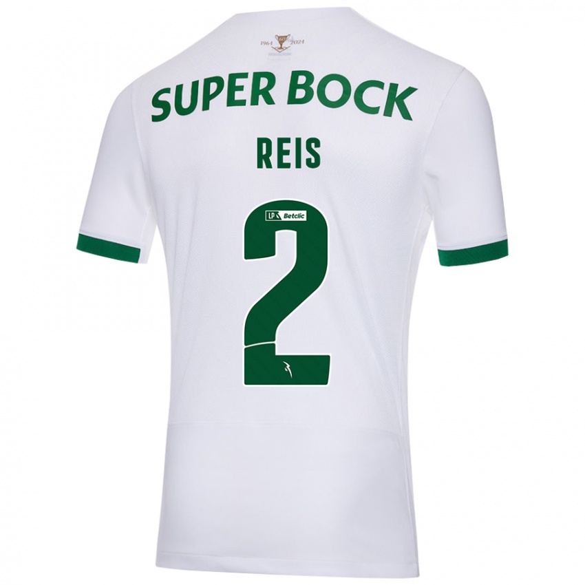 Niño Camiseta Matheus Reis #2 Blanco Verde 2ª Equipación 2024/25 La Camisa