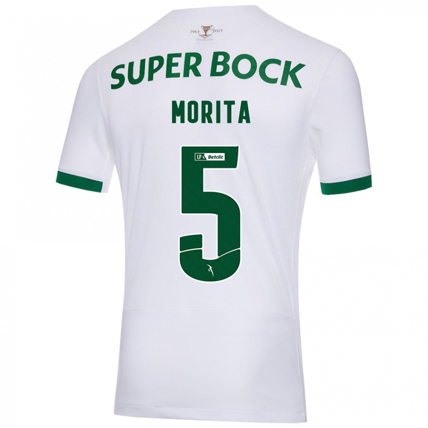 Niño Camiseta Hidemasa Morita #5 Blanco Verde 2ª Equipación 2024/25 La Camisa