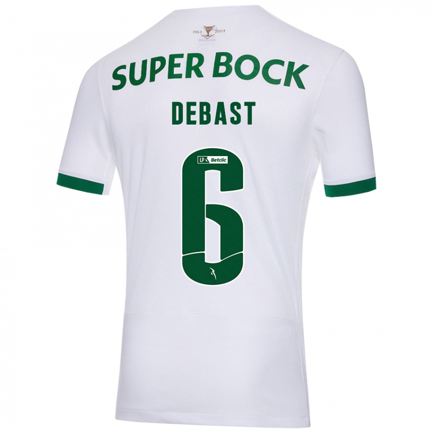 Niño Camiseta Zeno Debast #6 Blanco Verde 2ª Equipación 2024/25 La Camisa