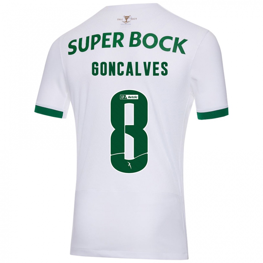 Niño Camiseta Pedro Gonçalves #8 Blanco Verde 2ª Equipación 2024/25 La Camisa