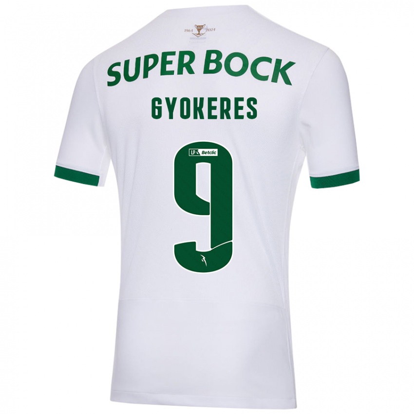 Niño Camiseta Viktor Gyökeres #9 Blanco Verde 2ª Equipación 2024/25 La Camisa