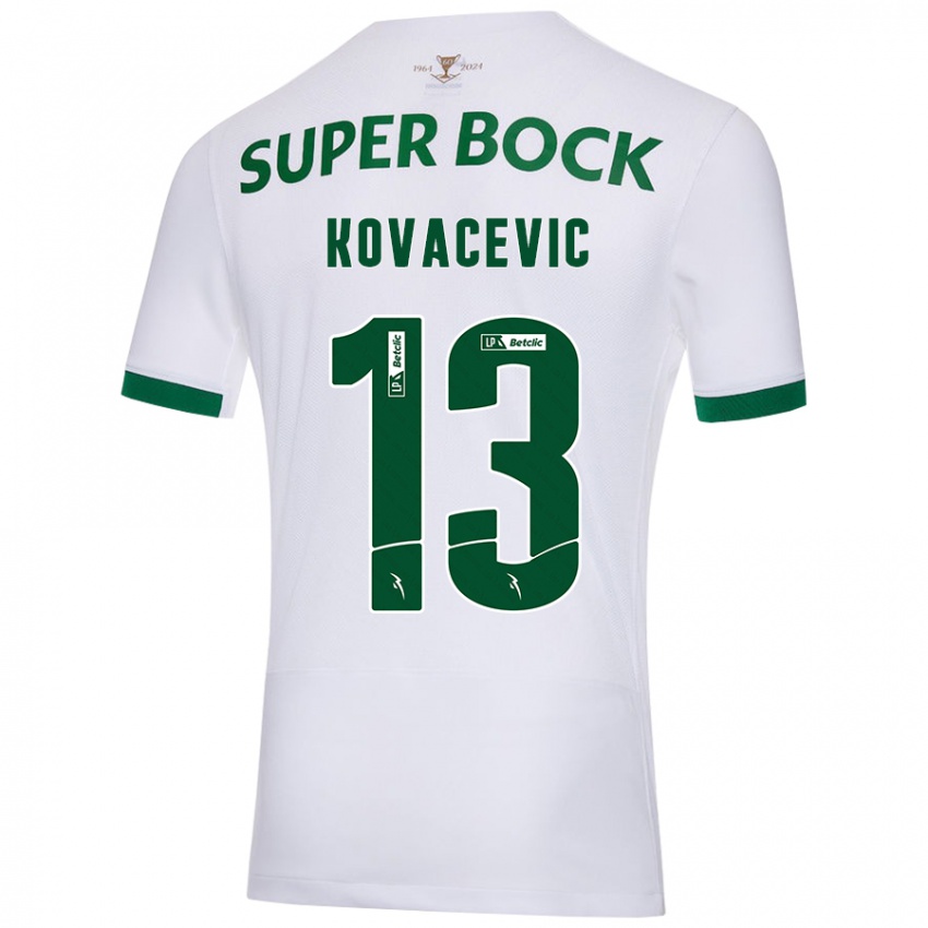 Niño Camiseta Vladan Kovacevic #13 Blanco Verde 2ª Equipación 2024/25 La Camisa