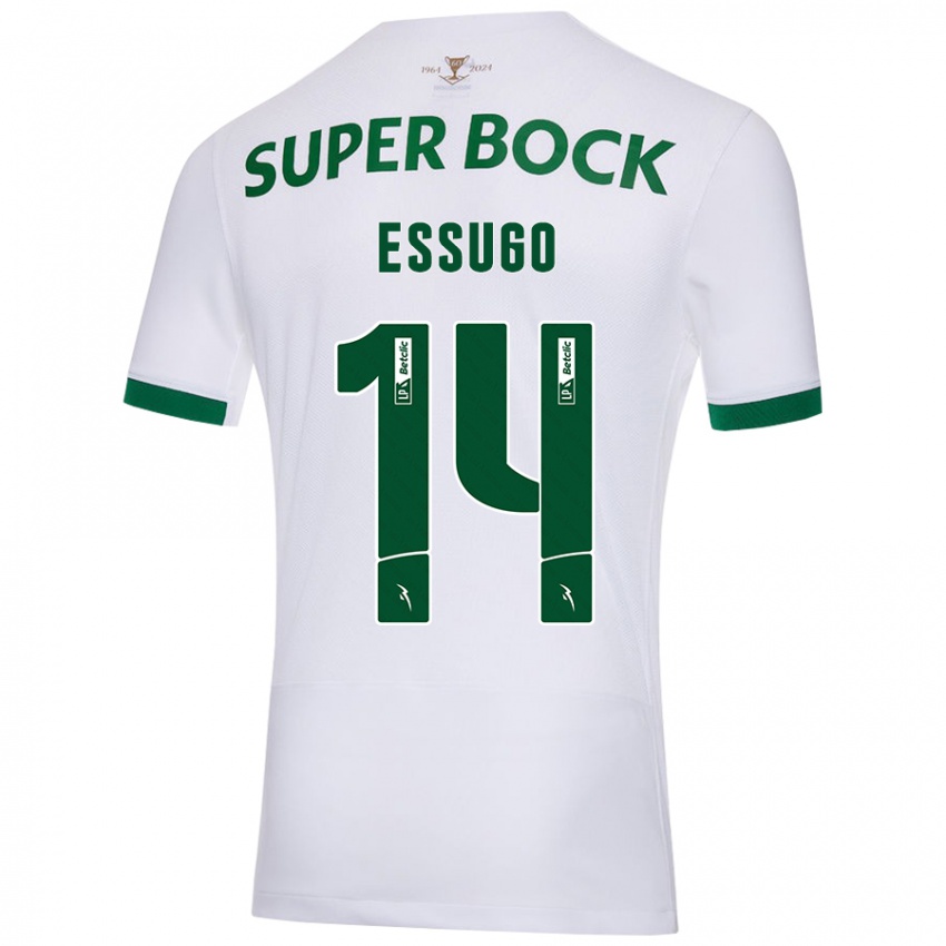 Niño Camiseta Dário Essugo #14 Blanco Verde 2ª Equipación 2024/25 La Camisa