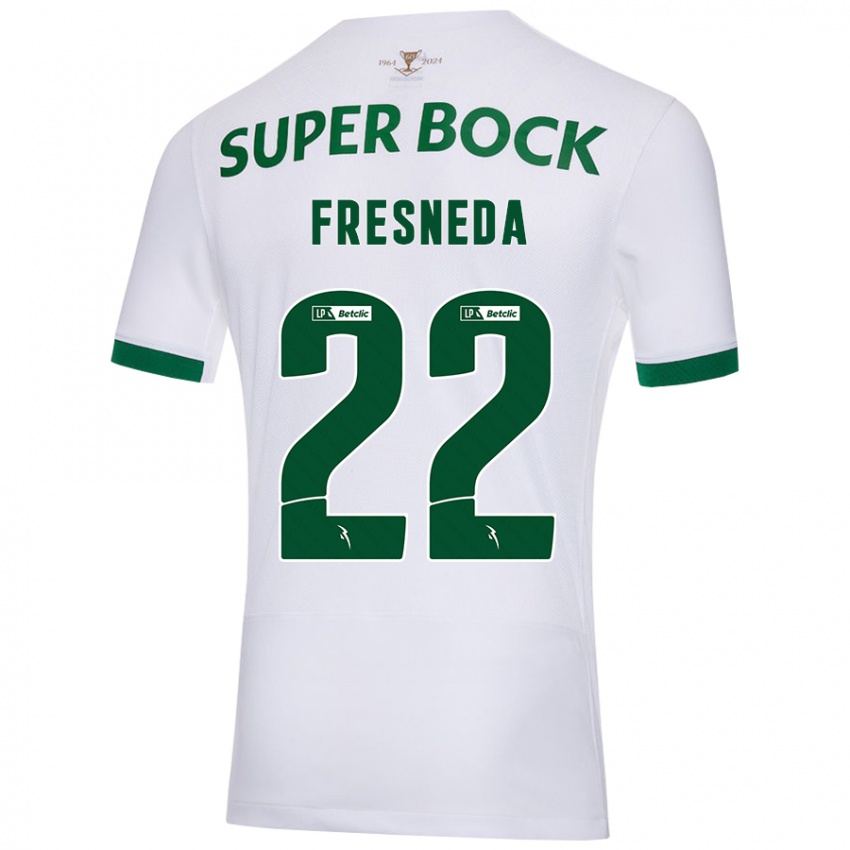 Niño Camiseta Iván Fresneda #22 Blanco Verde 2ª Equipación 2024/25 La Camisa