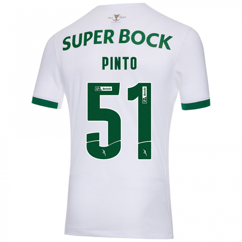 Niño Camiseta Diogo Pinto #51 Blanco Verde 2ª Equipación 2024/25 La Camisa