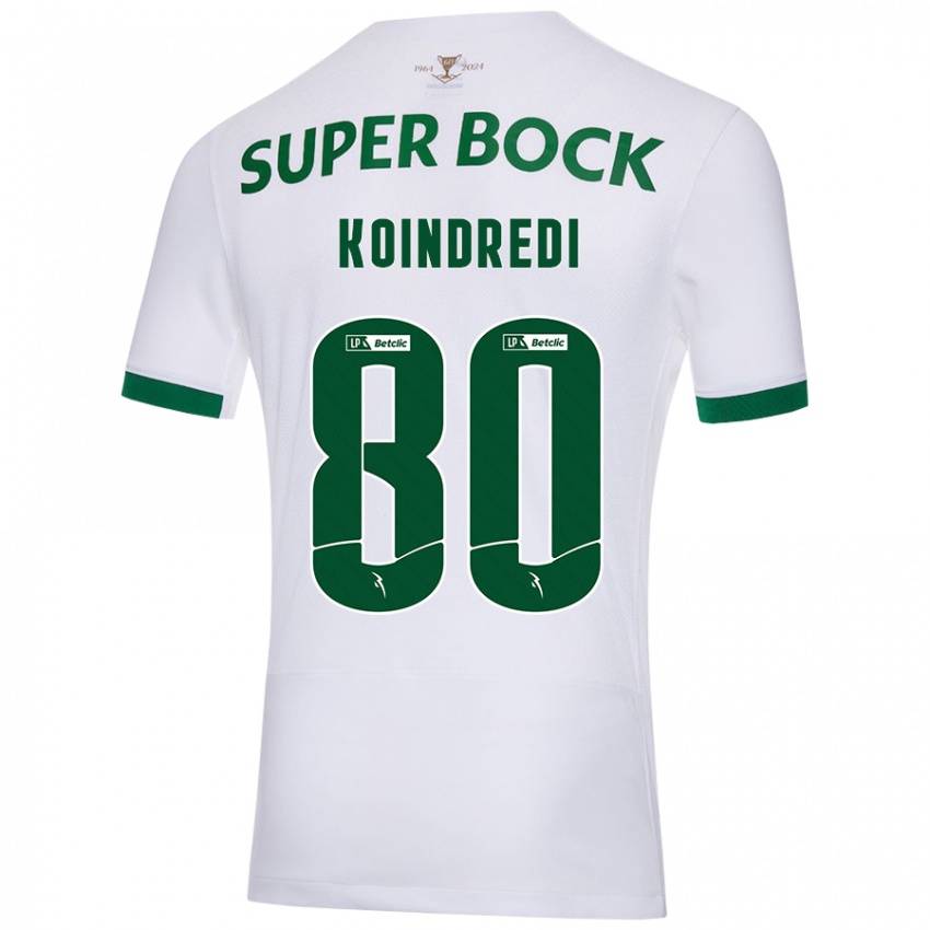 Niño Camiseta Koba Koindredi #80 Blanco Verde 2ª Equipación 2024/25 La Camisa