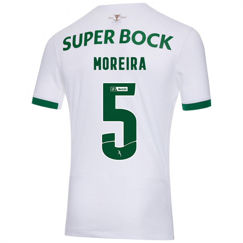 Niño Camiseta David Moreira #5 Blanco Verde 2ª Equipación 2024/25 La Camisa