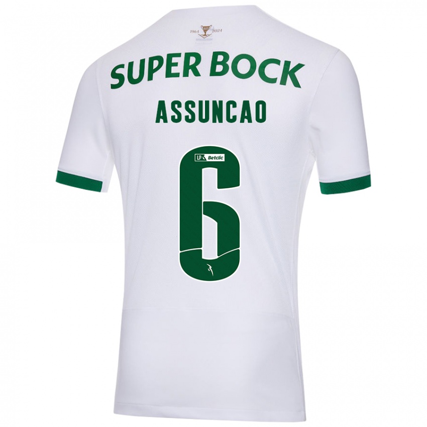 Niño Camiseta João Assunção #6 Blanco Verde 2ª Equipación 2024/25 La Camisa