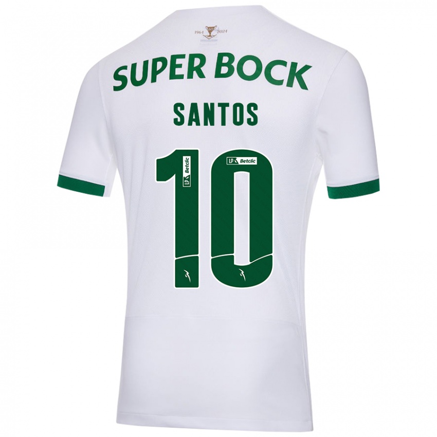 Niño Camiseta Guilherme Santos #10 Blanco Verde 2ª Equipación 2024/25 La Camisa