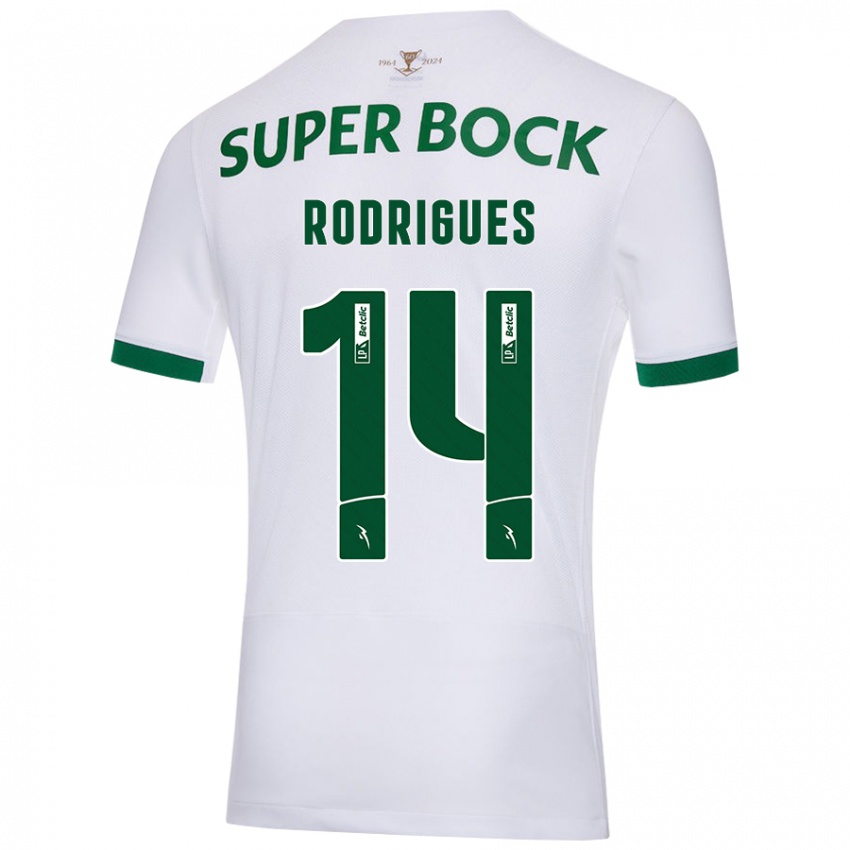 Niño Camiseta Paulo Rodrigues #14 Blanco Verde 2ª Equipación 2024/25 La Camisa