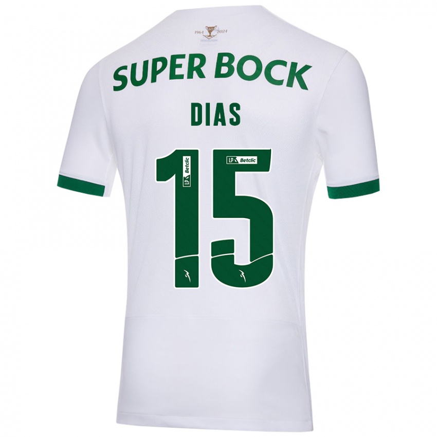 Niño Camiseta Rodrigo Dias #15 Blanco Verde 2ª Equipación 2024/25 La Camisa