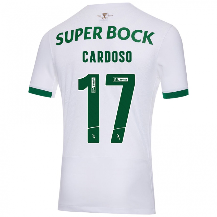 Niño Camiseta Diogo Cardoso #17 Blanco Verde 2ª Equipación 2024/25 La Camisa