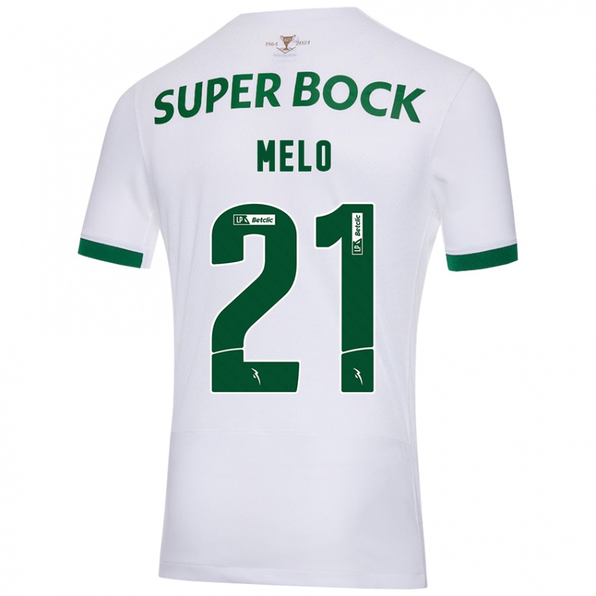 Niño Camiseta Gabriel Melo #21 Blanco Verde 2ª Equipación 2024/25 La Camisa