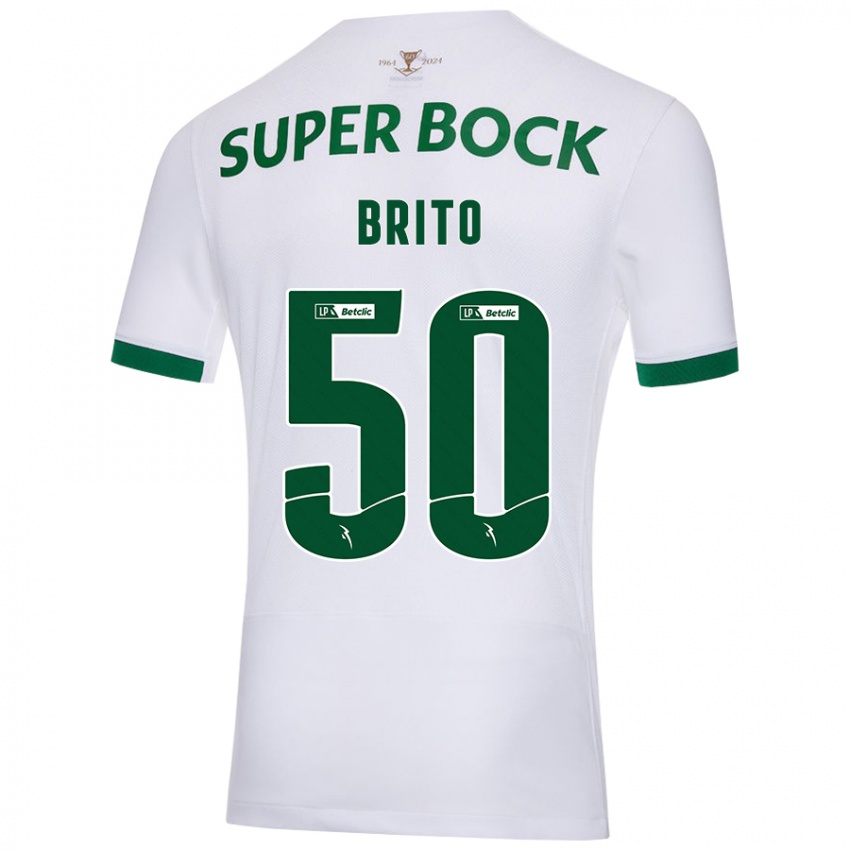 Niño Camiseta Alexandre Brito #50 Blanco Verde 2ª Equipación 2024/25 La Camisa