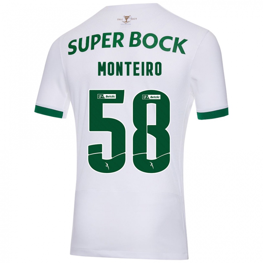 Niño Camiseta David Monteiro #58 Blanco Verde 2ª Equipación 2024/25 La Camisa