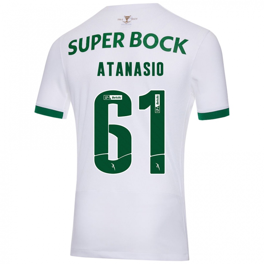 Niño Camiseta Atanásio #61 Blanco Verde 2ª Equipación 2024/25 La Camisa