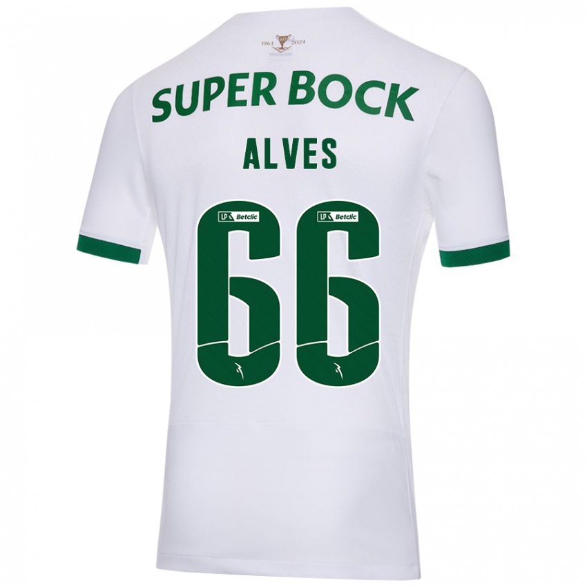 Niño Camiseta Miguel Alves #66 Blanco Verde 2ª Equipación 2024/25 La Camisa