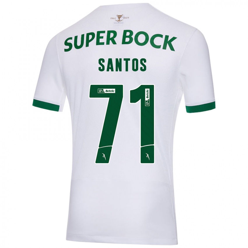 Niño Camiseta Denilson Santos #71 Blanco Verde 2ª Equipación 2024/25 La Camisa