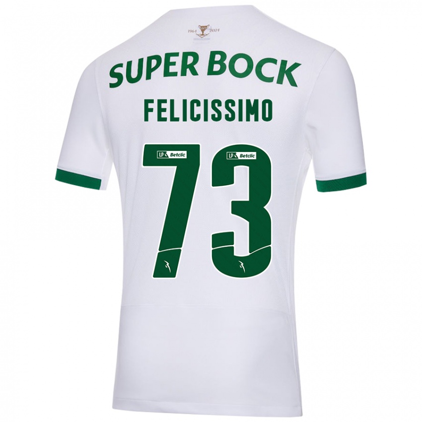 Niño Camiseta Eduardo Felicíssimo #73 Blanco Verde 2ª Equipación 2024/25 La Camisa