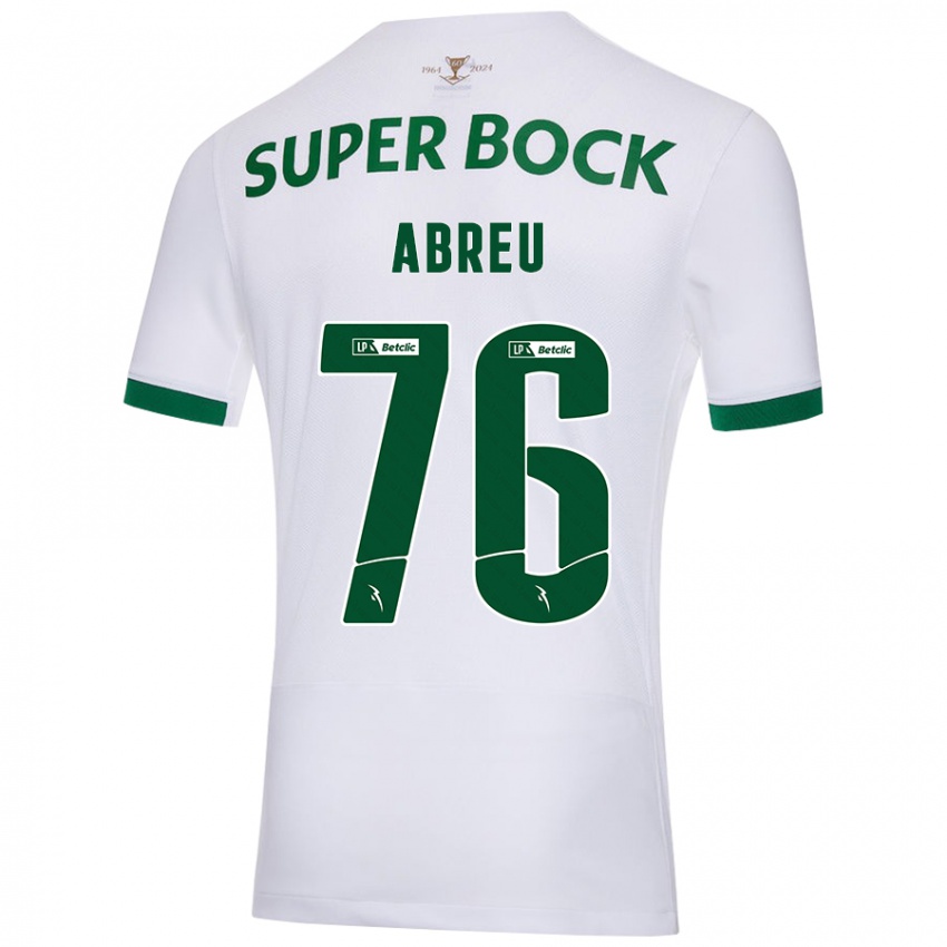 Niño Camiseta Diogo Abreu #76 Blanco Verde 2ª Equipación 2024/25 La Camisa