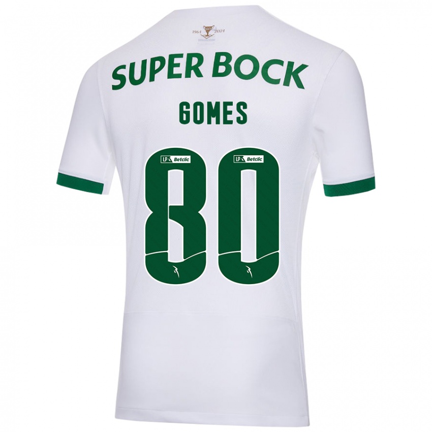 Niño Camiseta Luís Gomes #80 Blanco Verde 2ª Equipación 2024/25 La Camisa