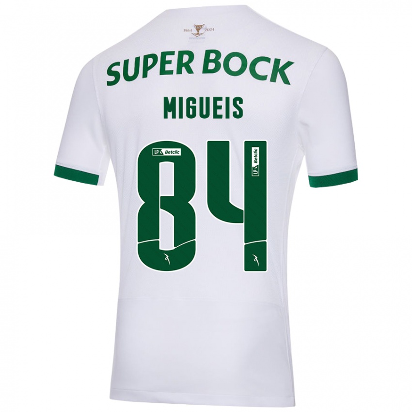 Niño Camiseta Pedro Miguéis #84 Blanco Verde 2ª Equipación 2024/25 La Camisa