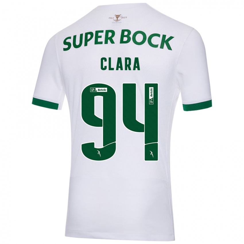 Niño Camiseta Diogo Clara #94 Blanco Verde 2ª Equipación 2024/25 La Camisa