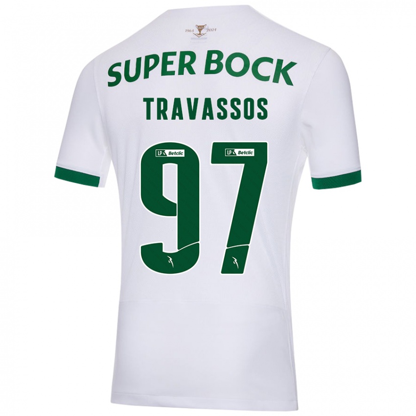 Niño Camiseta Travassos #97 Blanco Verde 2ª Equipación 2024/25 La Camisa