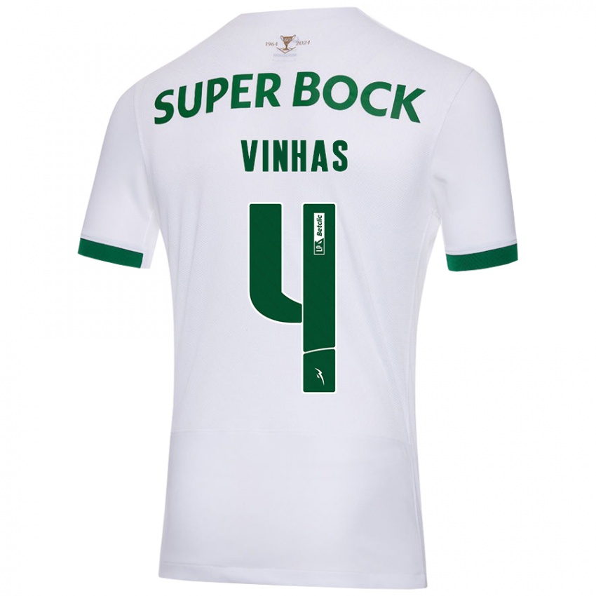 Niño Camiseta Gabriela Vinhas #4 Blanco Verde 2ª Equipación 2024/25 La Camisa