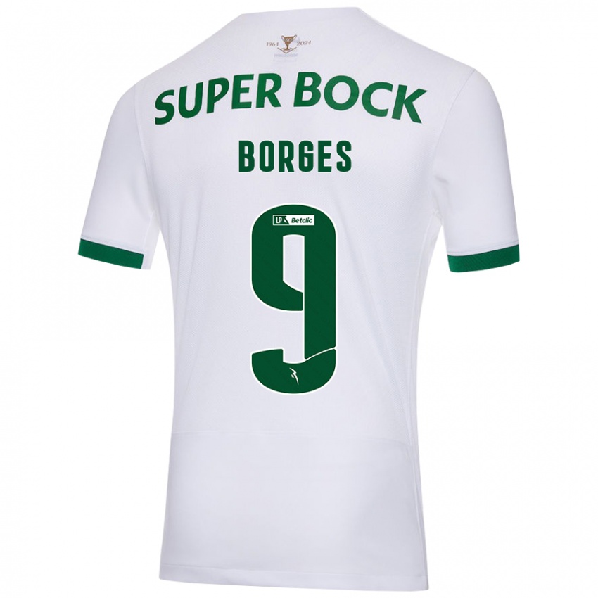 Niño Camiseta Ana Borges #9 Blanco Verde 2ª Equipación 2024/25 La Camisa