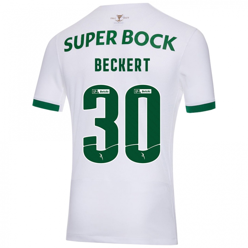 Niño Camiseta Carolina Beckert #30 Blanco Verde 2ª Equipación 2024/25 La Camisa