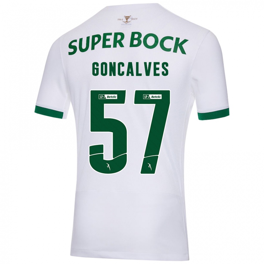 Niño Camiseta Inês Gonçalves #57 Blanco Verde 2ª Equipación 2024/25 La Camisa