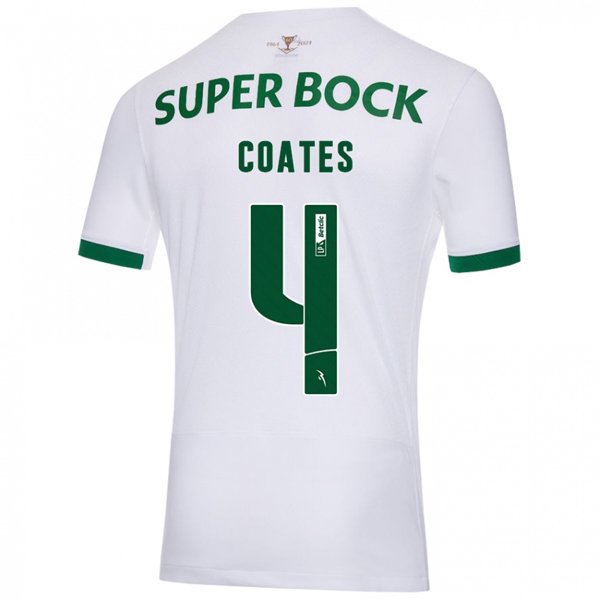 Niño Camiseta Sebastián Coates #4 Blanco Verde 2ª Equipación 2024/25 La Camisa