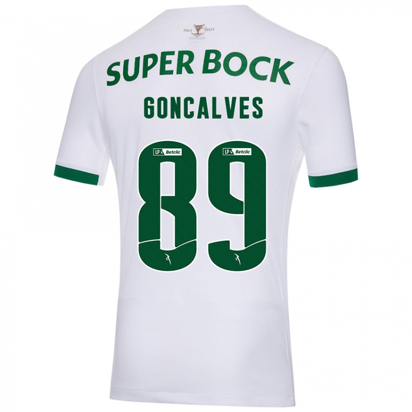 Niño Camiseta André Gonçalves #89 Blanco Verde 2ª Equipación 2024/25 La Camisa