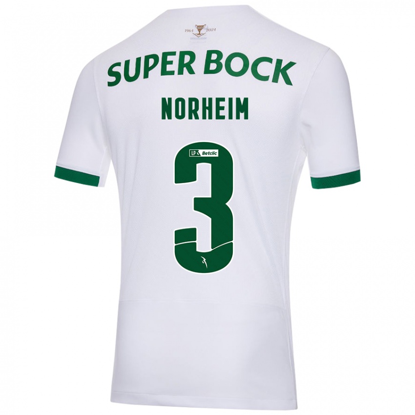 Niño Camiseta Andrea Norheim #3 Blanco Verde 2ª Equipación 2024/25 La Camisa