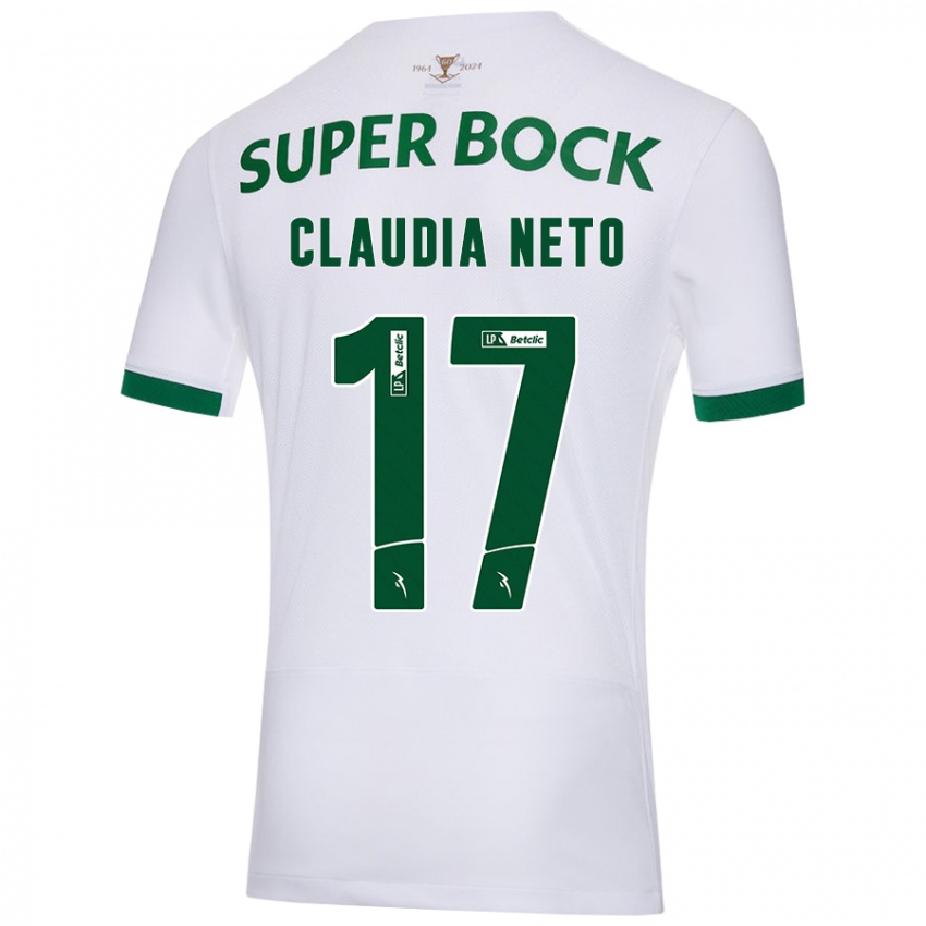 Niño Camiseta Cláudia Teresa Pires Neto #17 Blanco Verde 2ª Equipación 2024/25 La Camisa