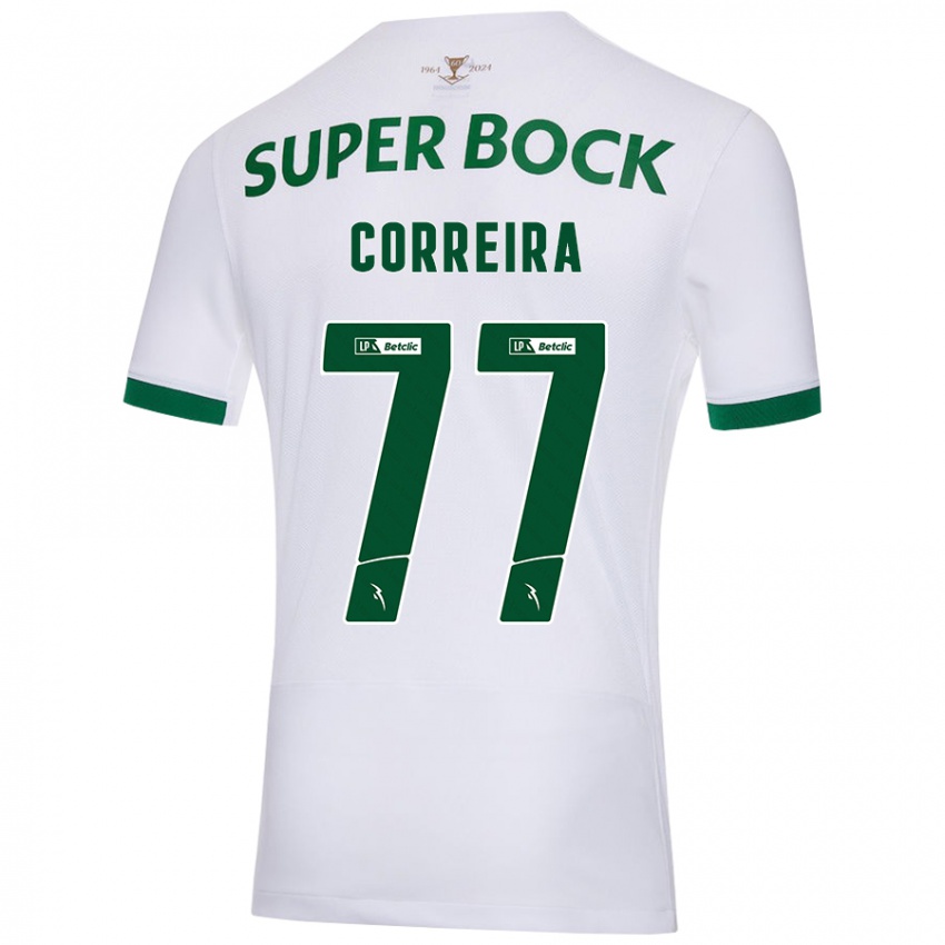 Niño Camiseta Alicia Figueiredo Lima Correia #77 Blanco Verde 2ª Equipación 2024/25 La Camisa