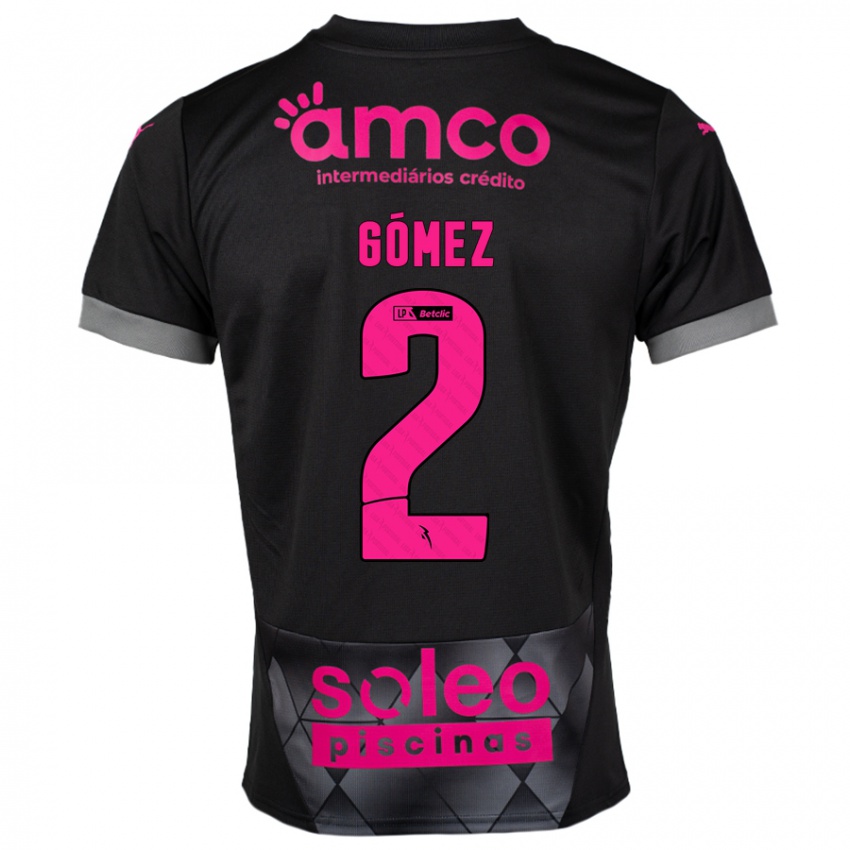 Niño Camiseta Víctor Gómez #2 Negro Rosa 2ª Equipación 2024/25 La Camisa