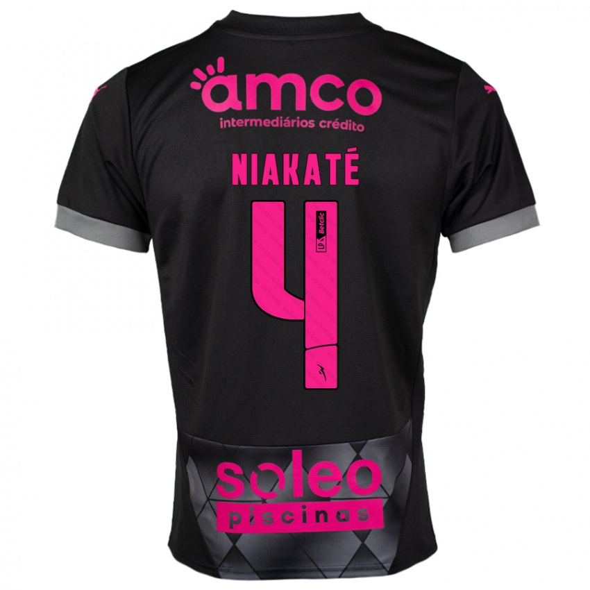 Niño Camiseta Sikou Niakaté #4 Negro Rosa 2ª Equipación 2024/25 La Camisa